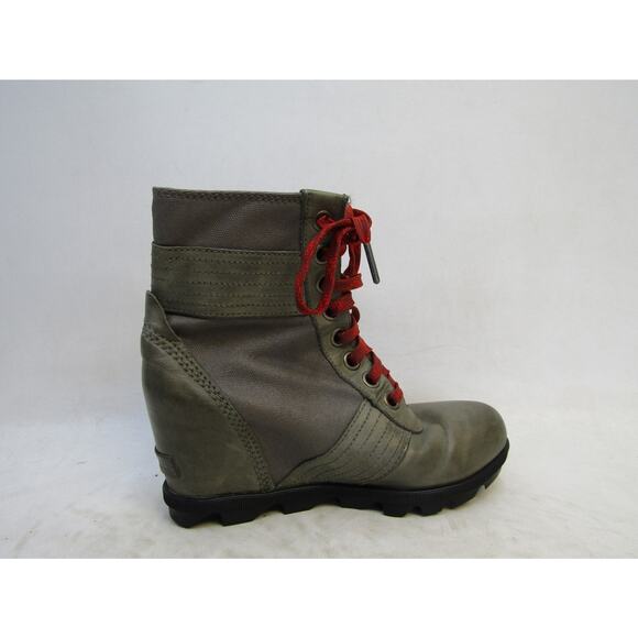 Sorel Womens Sz 7.5 Brown Leather Lace Up Wedge Comfort Ankle Fashion Boots - Picture 4 of 11